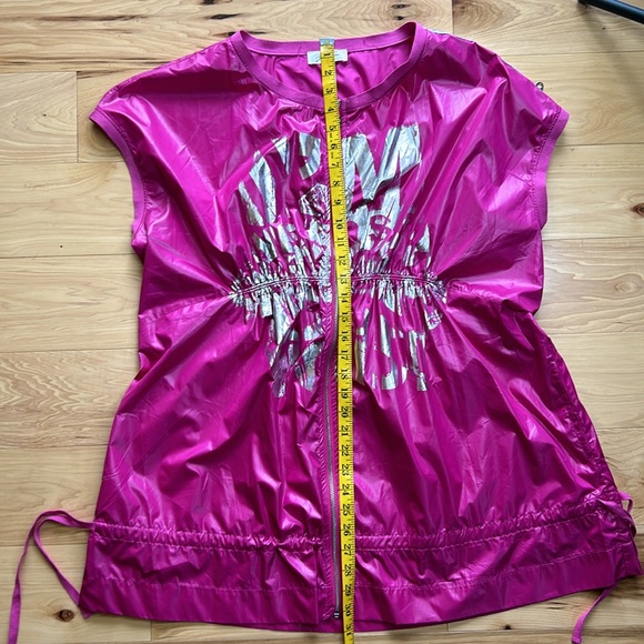 Tulipica Pink Silver Short Sleeve Pockets Windbreaker | Size XXL - Picture 2 of 8